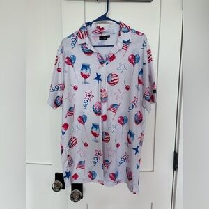 Men's Sunday Swagger Red & Blue Patriotic Print Shirt